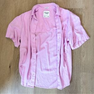 Abercrombie Pink Oversized Linen Blend Shirt